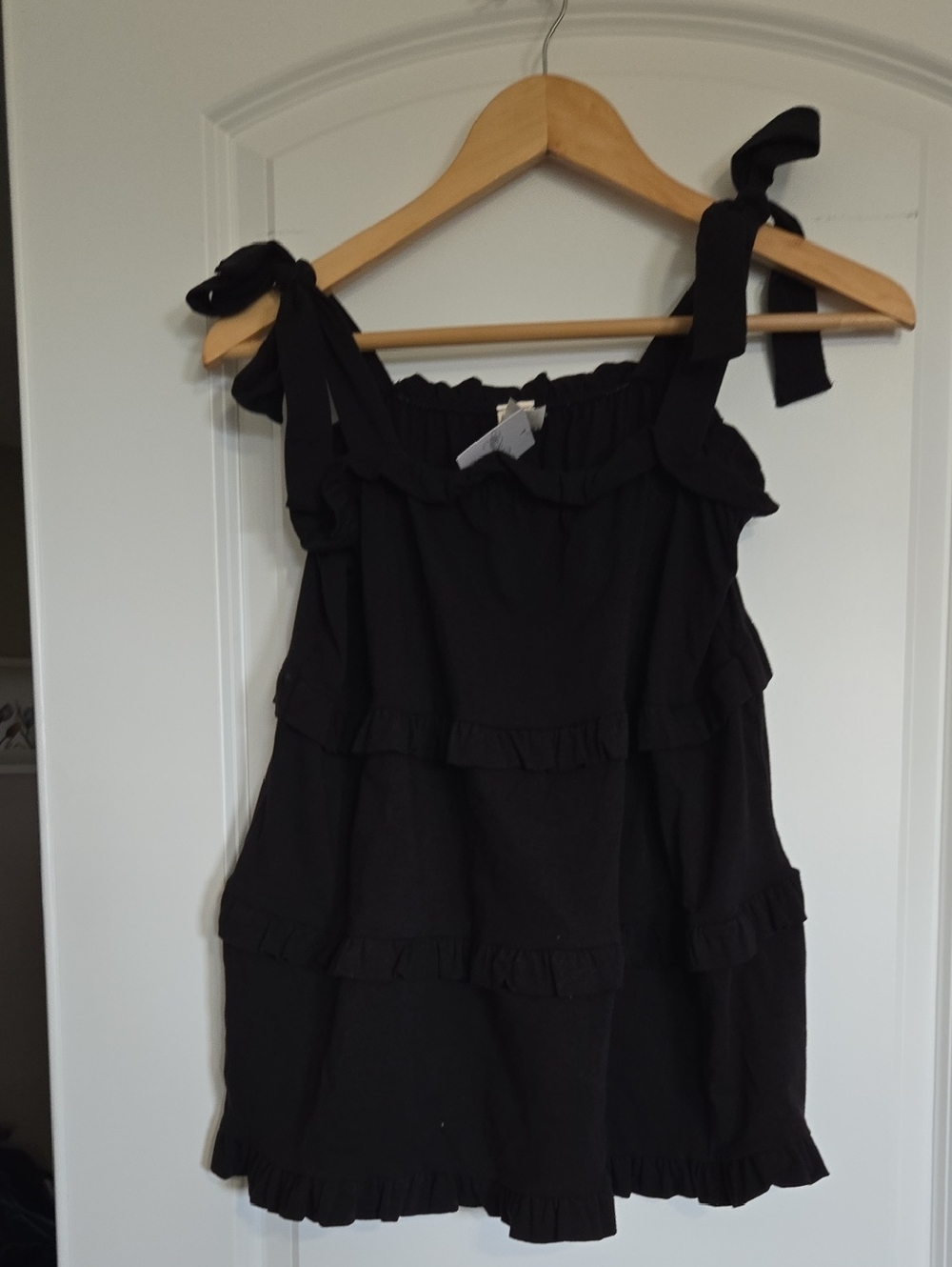 7th Ray Black Danica Tie-Shoulder Top